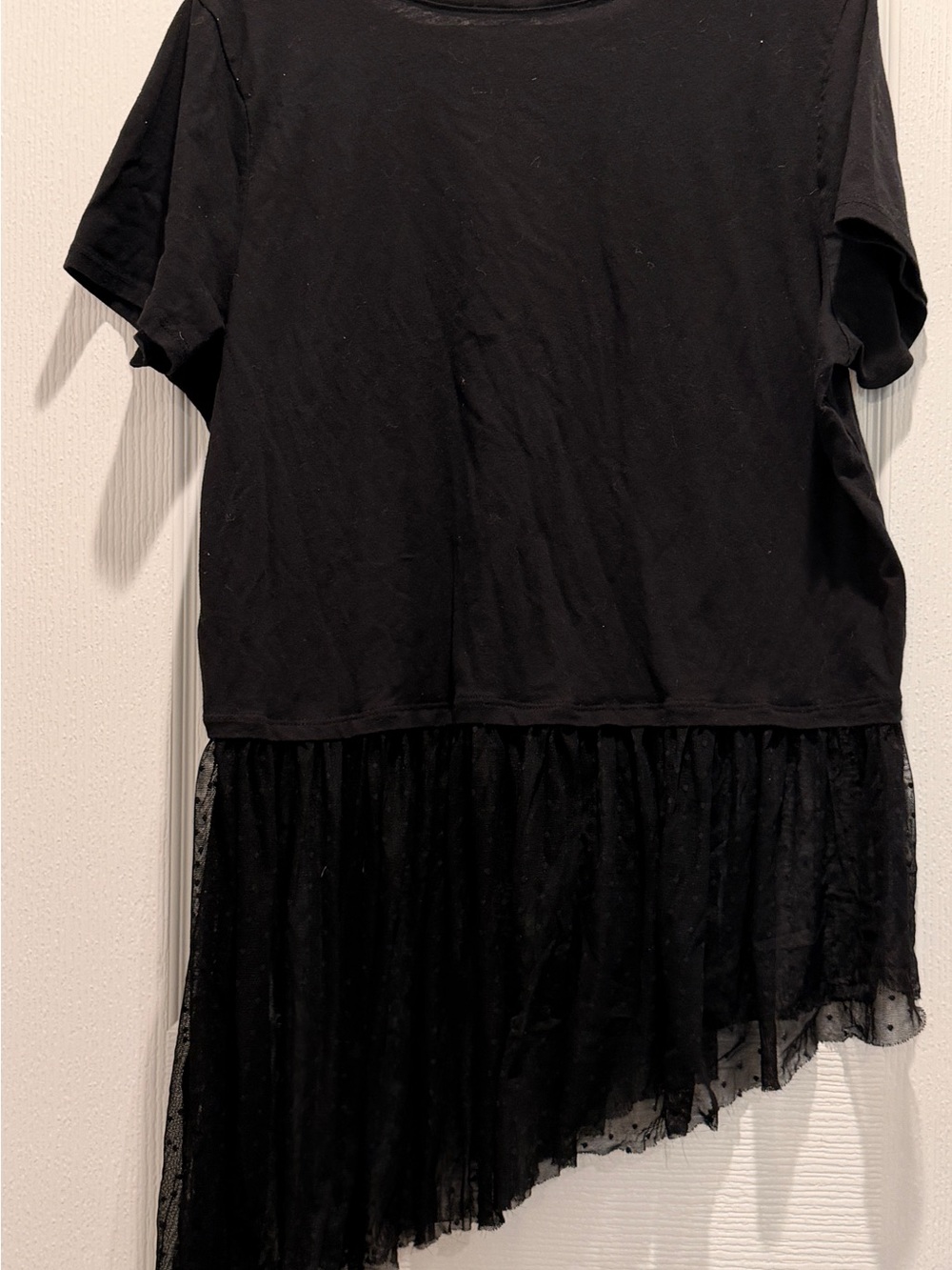 KISS Band Tee Dress Lace Hem Asymmetrical Graphic Top Size 2 Black - Picture 7 of 7